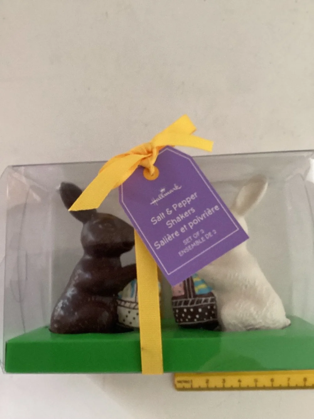 Dark Chocolate/white Chocolate Ceramic Bunny salt and pepper shakers